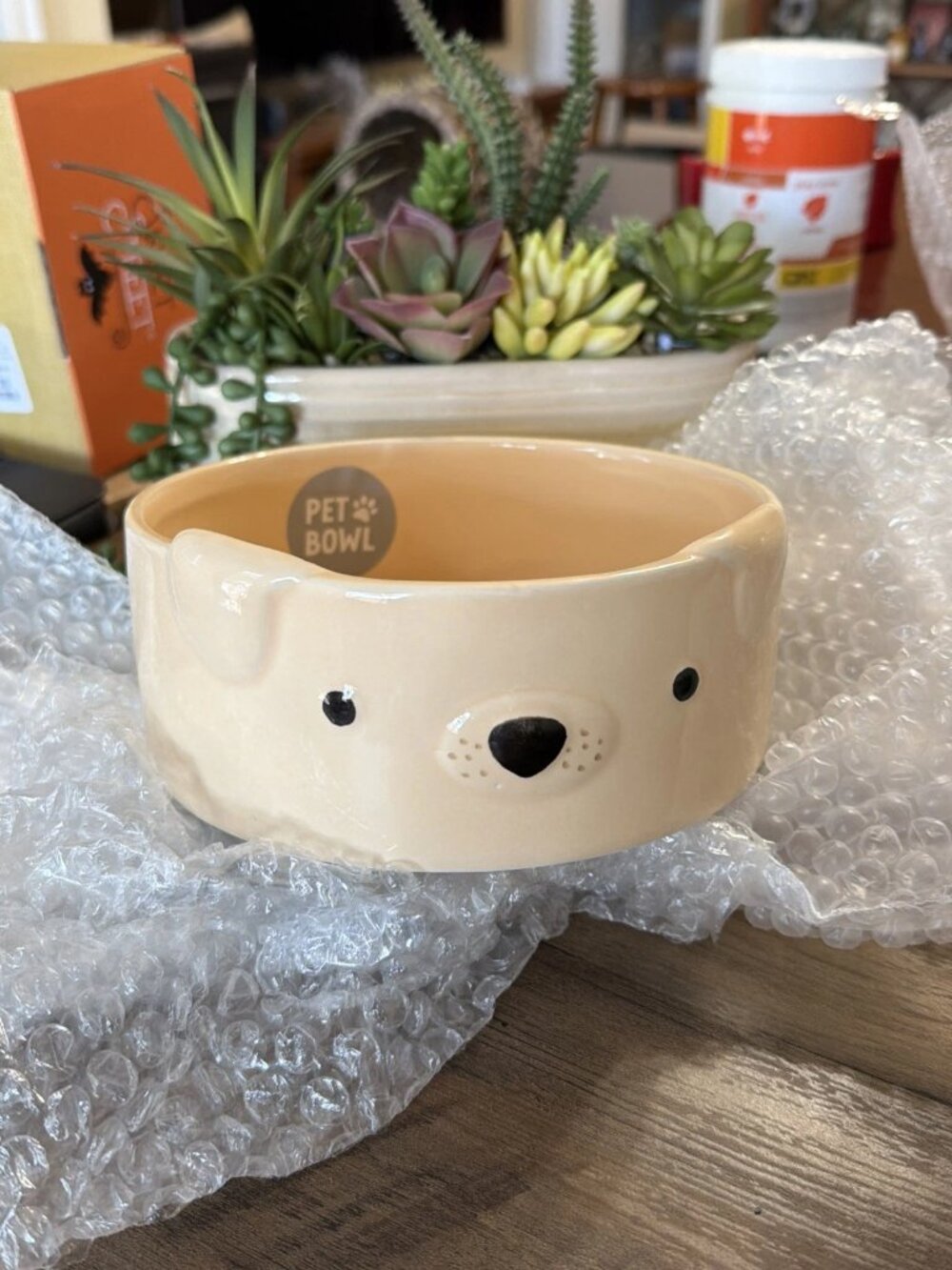 Rockybear Pet Figural Dog Bowl In Tan - 6.5" - NWOT